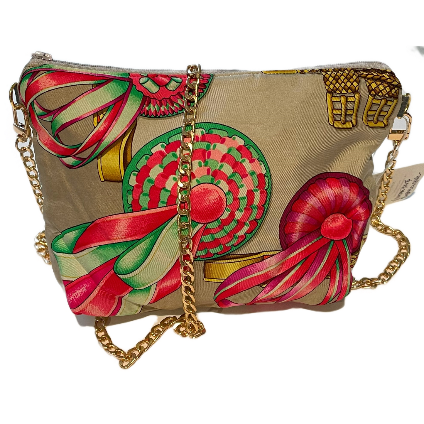 Rubans du Cheval Beige Vintage Silk Scarf Crossbody Bag