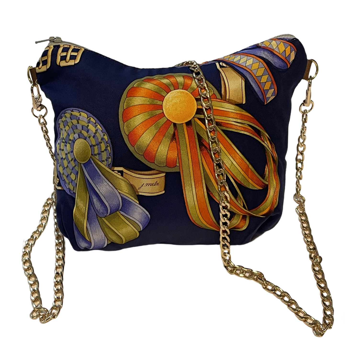 Rubans du Cheval Navy Vintage Silk Scarf Crossbody Bag