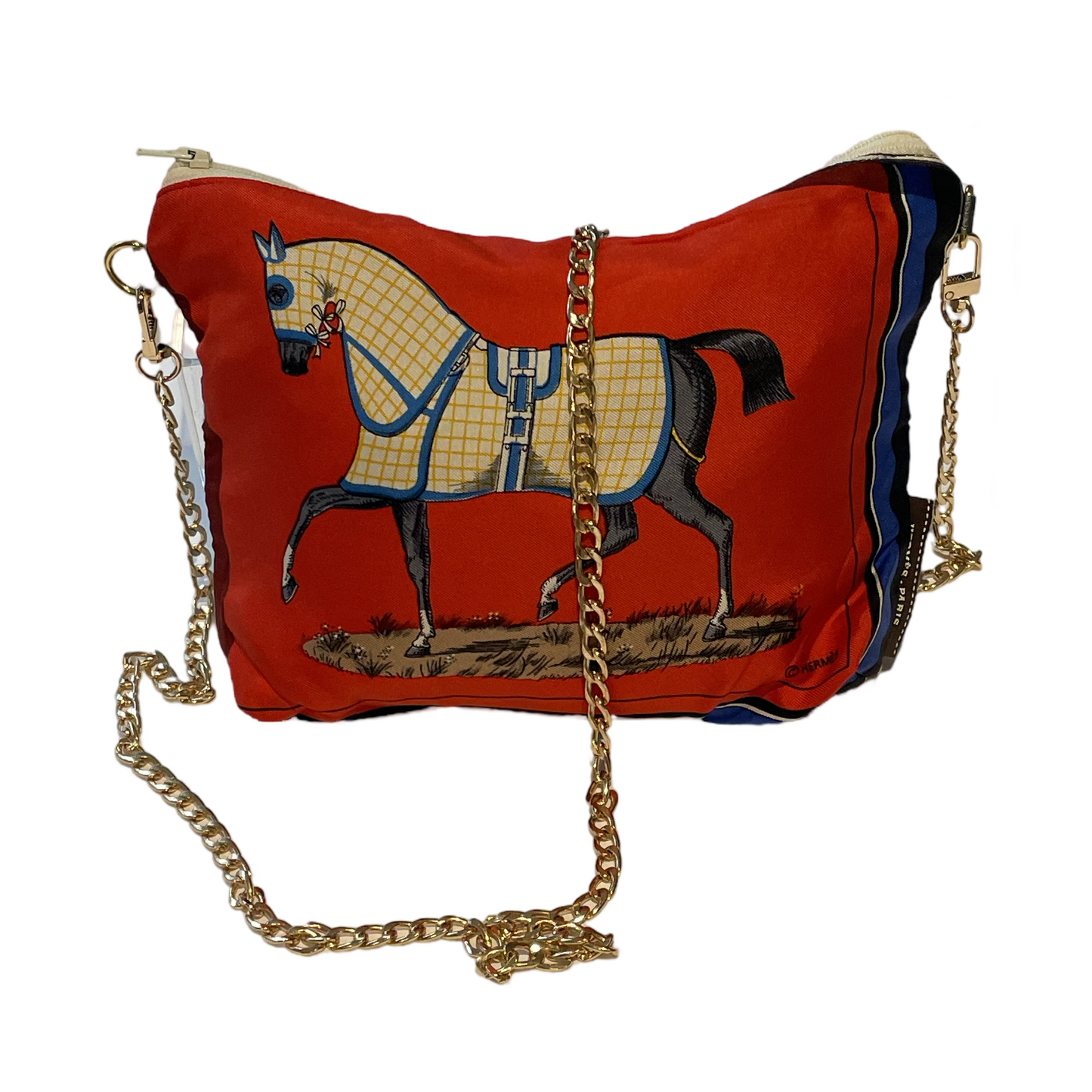 Couvertures et Tenues du Jour Red Vintage Scarf Crossbody Bag