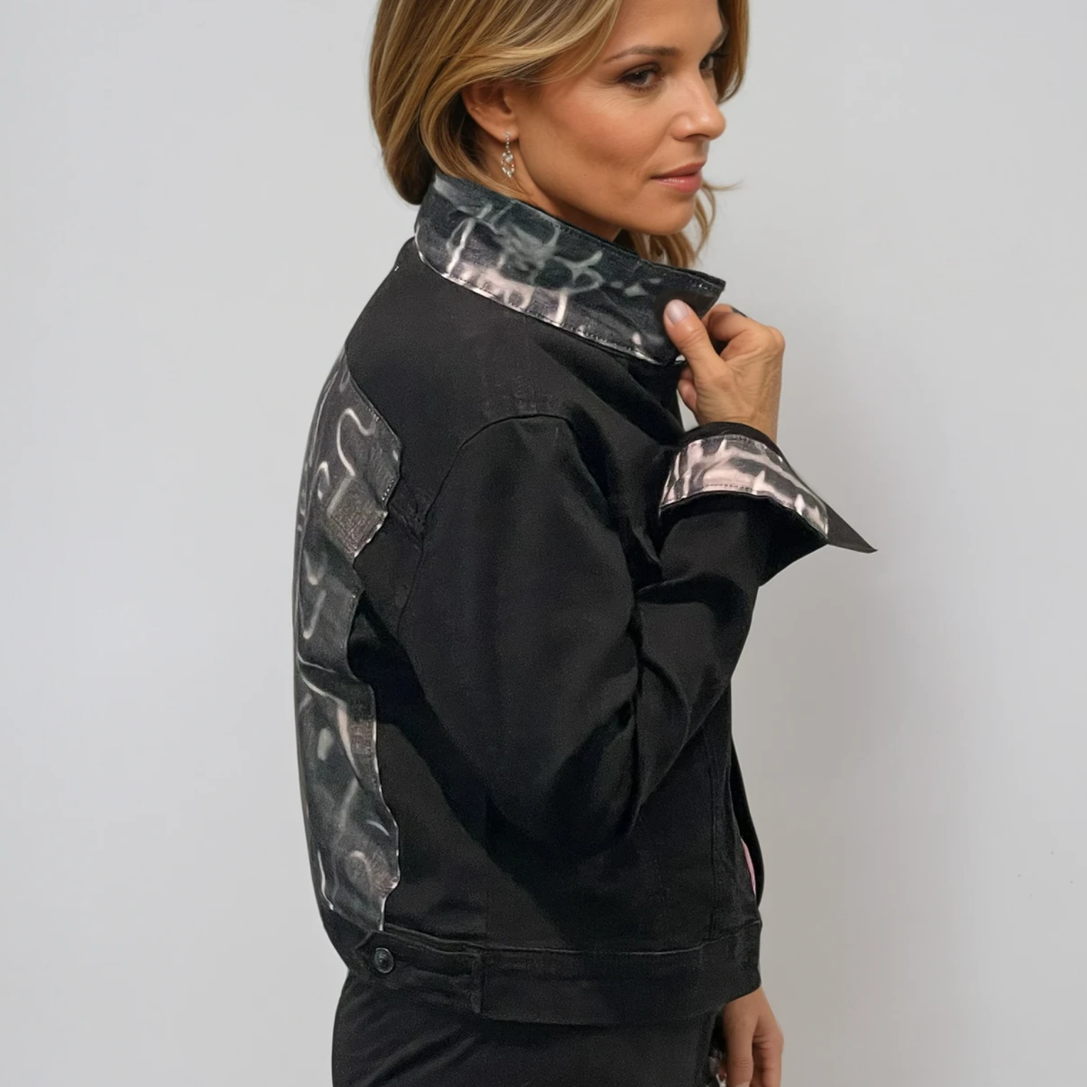 CERN Chalkboard Denim Jacket – Black with Steve Miller Art | James